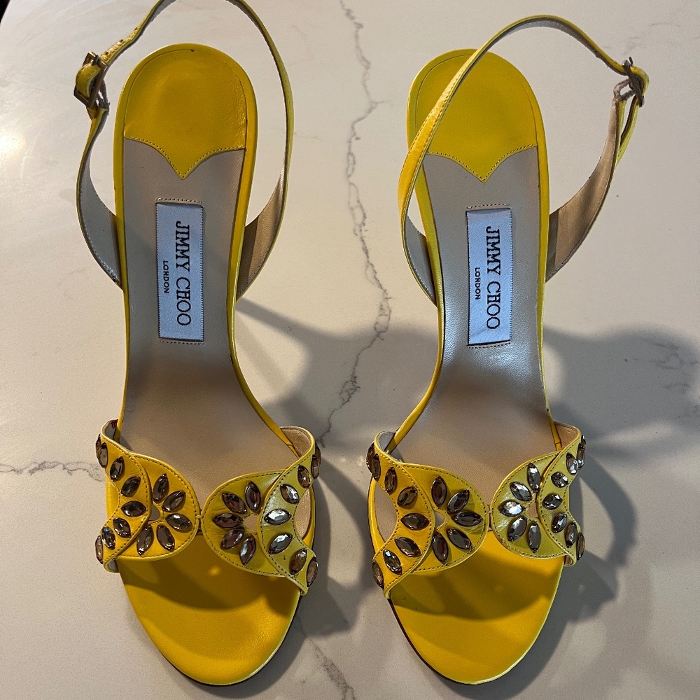 Jimmy Choo yellow heel sandals size 41 1/2
